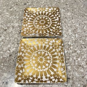 Certified International Gold and White Server or Decorative Ceramic Plates